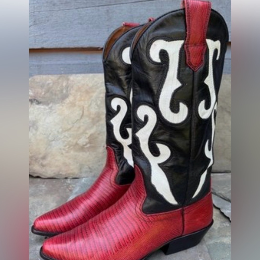 Nine West Vintage Red And Black Western Cowboy Boots - Gem